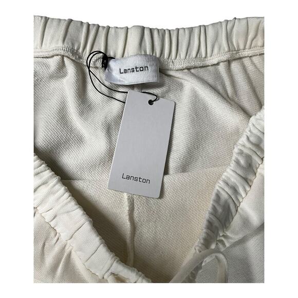 Revolve Lanston Porter Wide Leg Sweatpant Off White Size Large Drawstring Waist - Picture 10 of 10